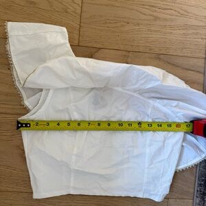 Wild Fox one shoulder ruffled cotton white blouse size M